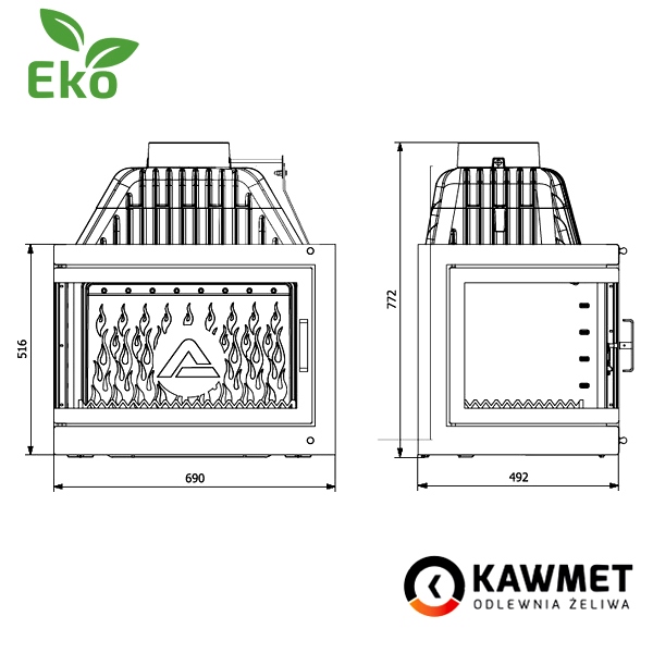 Камінна топка KAWMET W17 праве бокове скло (16.1 kW) EKO (5)
